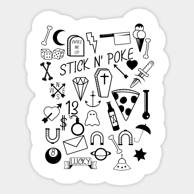 Stick n' Poke Tattoo Sticker TeePublic